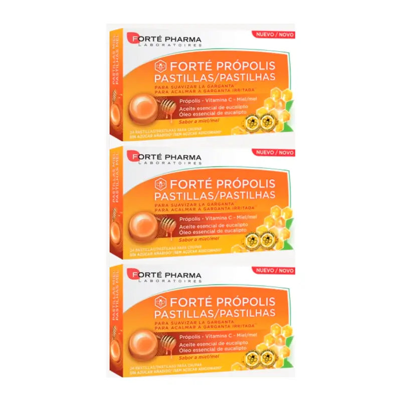 Forté Pharma Triplo Forté Propolis Honey Lozenges, 3 x 24 lozenges