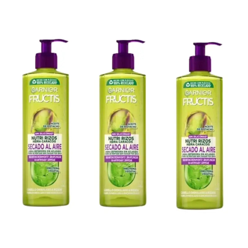 Garnier Fructis Nutri Curl Air Drying No Rinse Curly or Wavy Hair Cream, 3X400 Ml