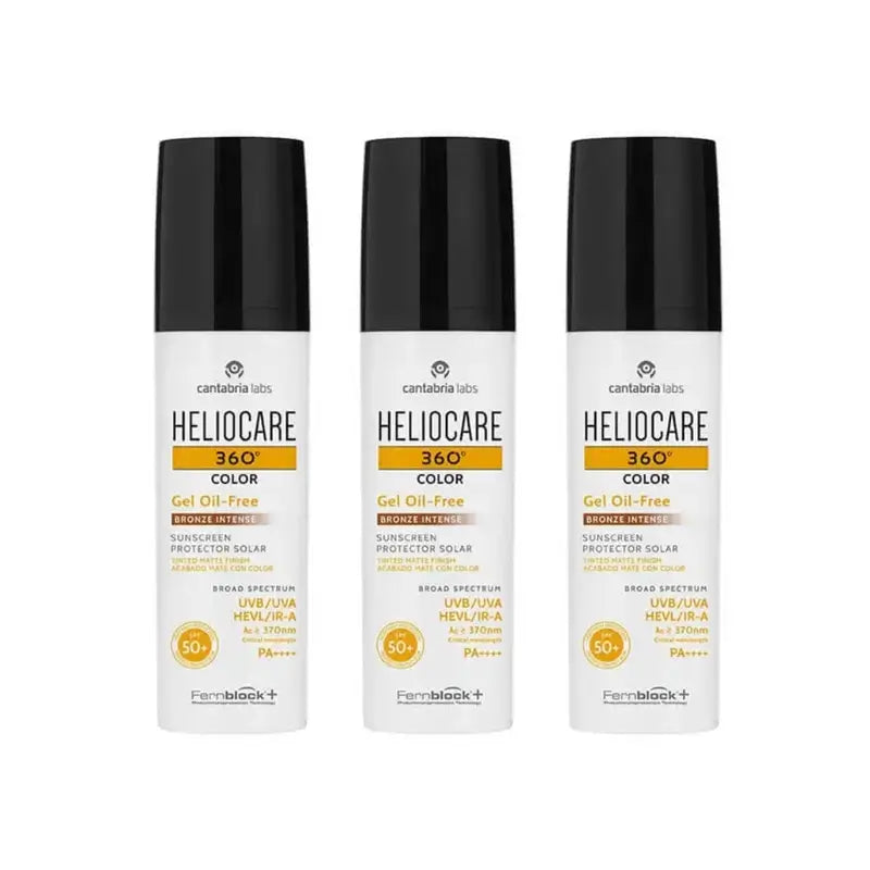Heliocare 360° Colour Gel Oil-Free Spf 50+ Bronze Intense Shade, 3X50 Ml