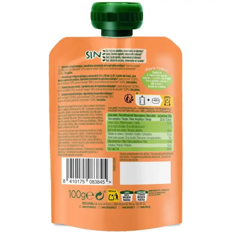 Hero Baby Pack Apple Peach Mango Eco Sachet, 18 X 100 Gr