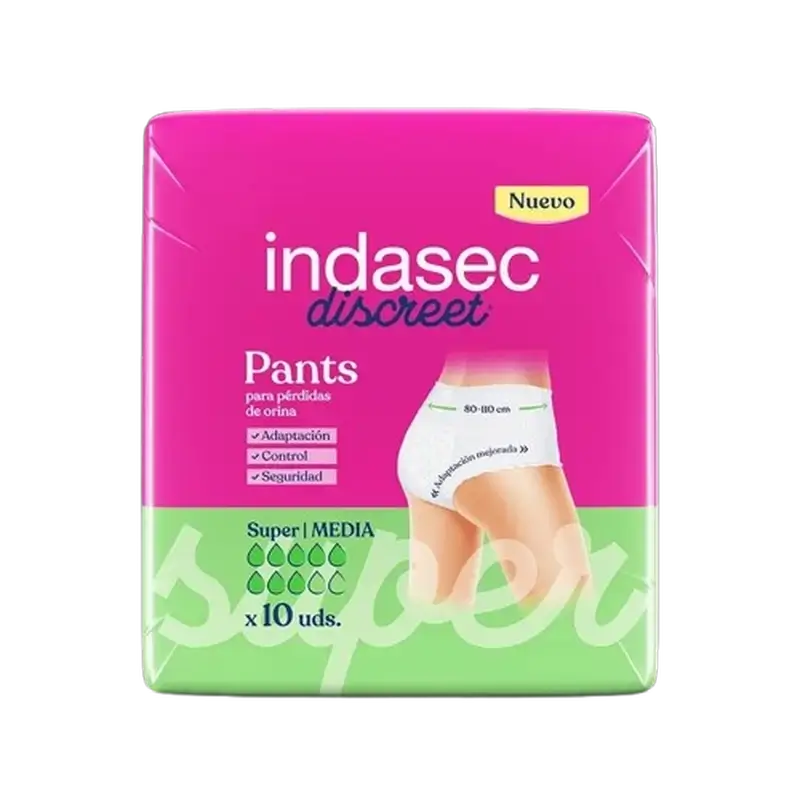 Indasec Discreet Pant Panty Incontinence Super Panty Size Medium , 10 units
