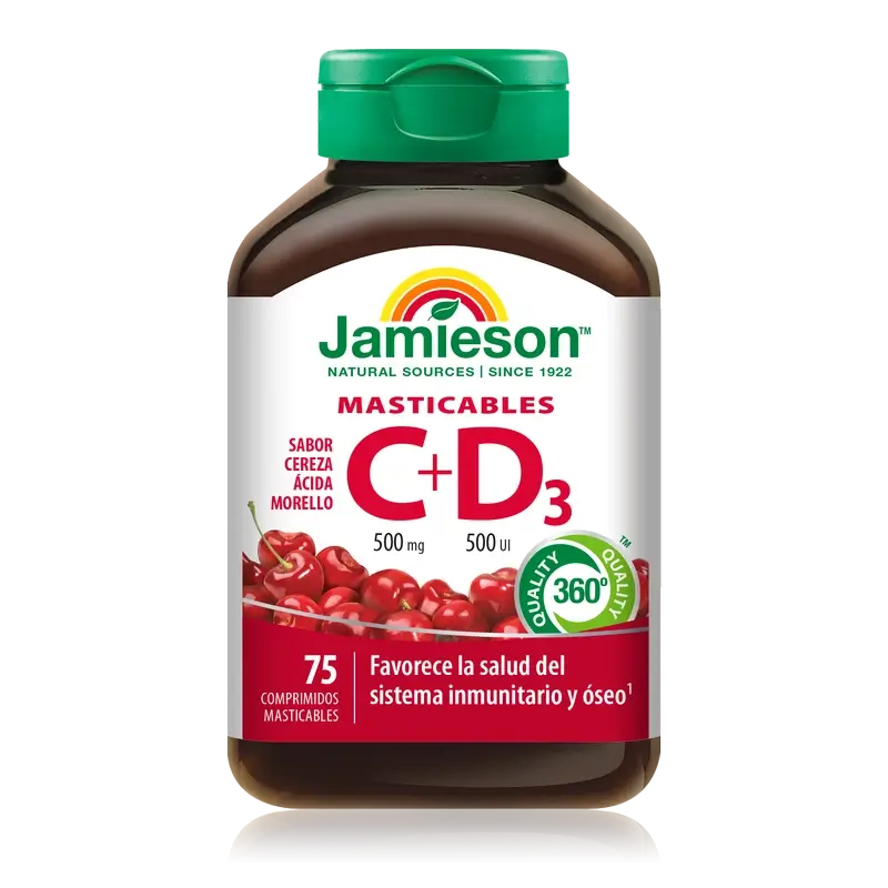 Jamieson Vitamin C+ D3 500Mg 500Ui , 75 Chewable Tablets