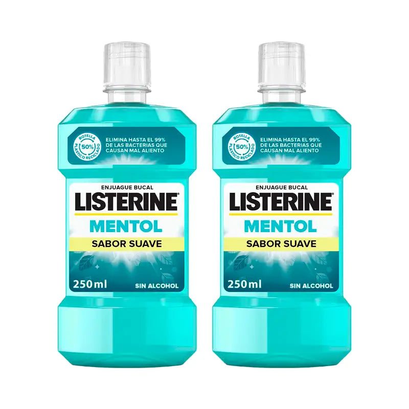 Listerine Duplo, Mild Flavour Menthol Mouthwash, 2 x 250 Ml