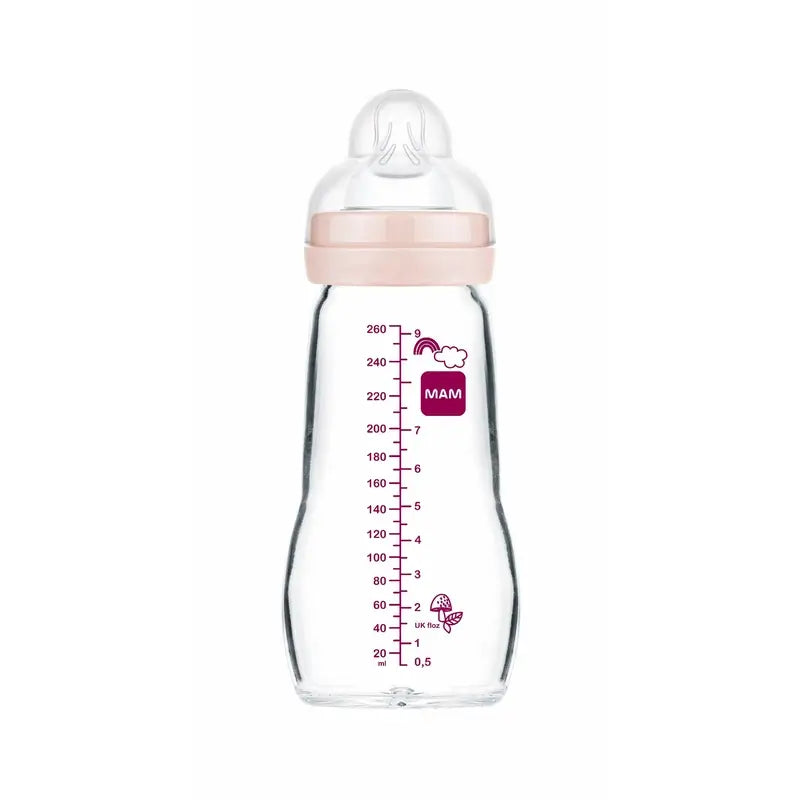 Mam Baby Crystal Baby Bottle Feel Good Matt Pink, 260Ml