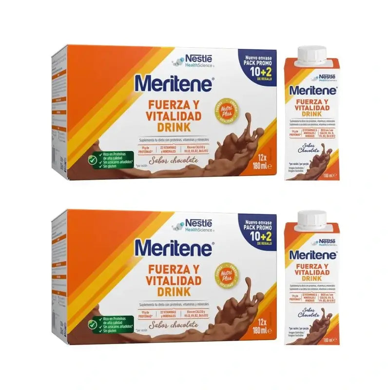 Meritene Strength & Vitality Drink Chocolate, 12X180 Ml, Pack Of 2