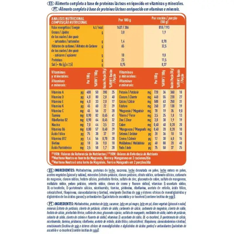 Meritene Strength and Vitality Shake Neutral Flavour, 7 sachets x 50 grams