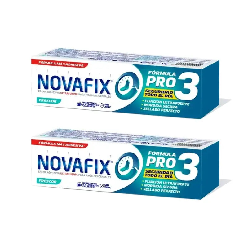 Novafix Pro 3 Freshness Denture Adhesive Cream Duplo, 2 x 50 gr