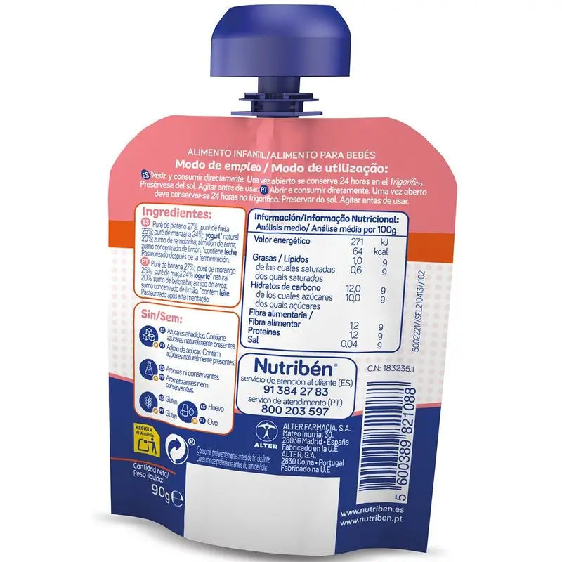 Nutriben Fruit&Go Banana Strawberry Yoghurt 90 g