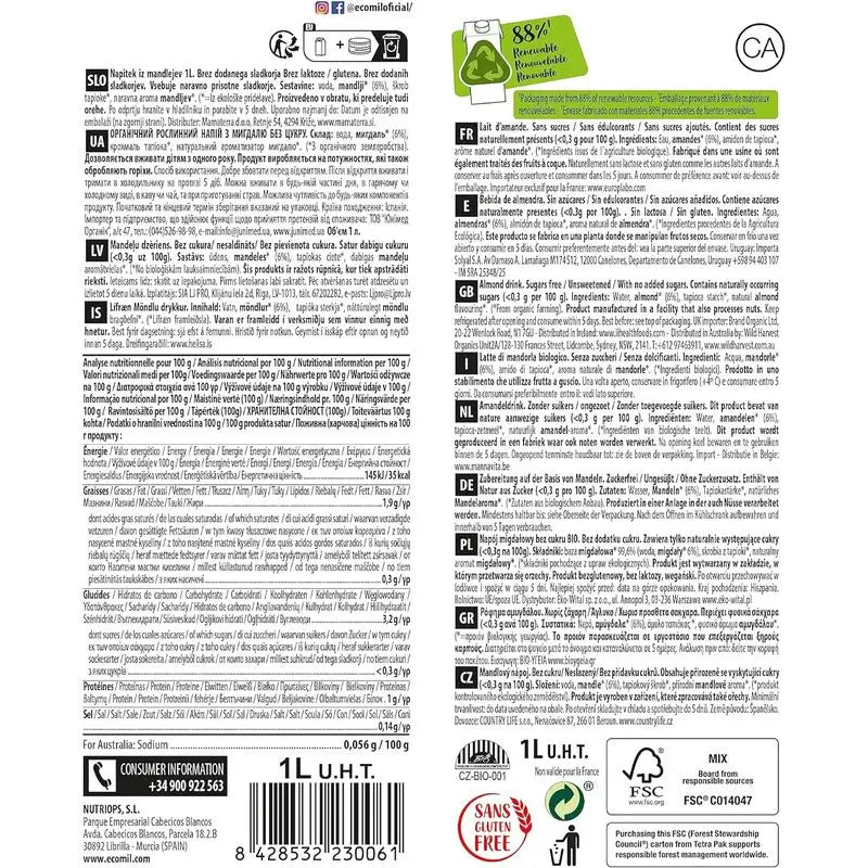 Nutriops Ecomil Almond Calcium , 1 litre