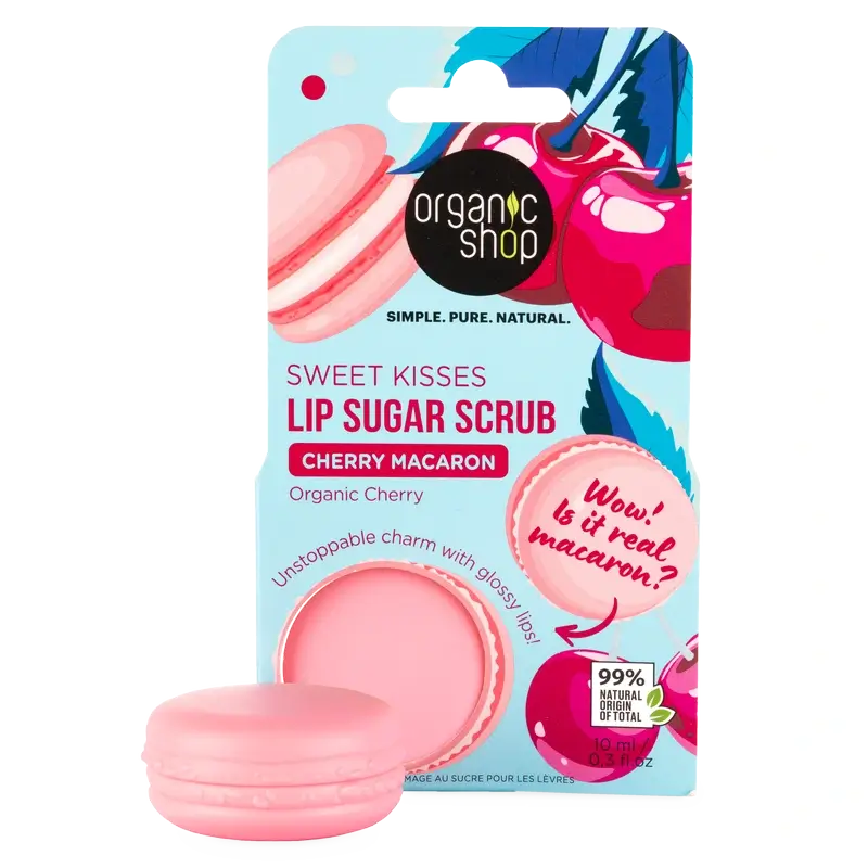 Organic Shop Fac Cherry Macaron Sugar Lip Scrub , 10 ml
