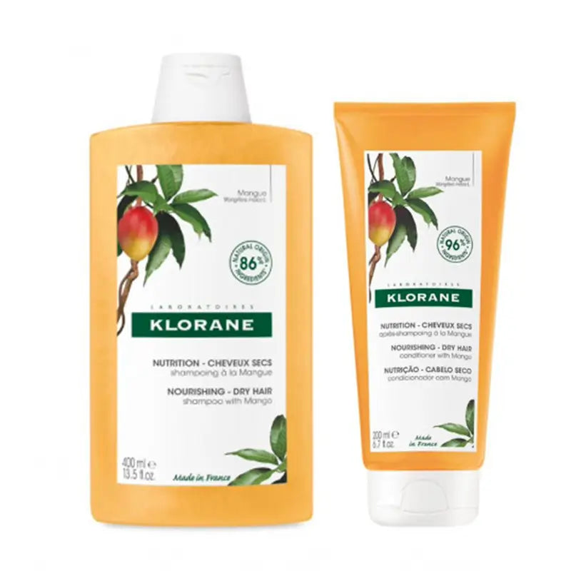 Klorane Pack Champú al Mango, 400 ml + Klorane Acondicionador al Mango, 200 ml