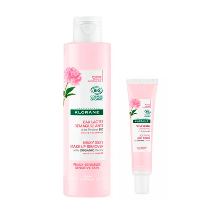 Klorane Pack Fluido Miscelar Desmaquillante a la Peonía Bio, 200ml + Crema calmante a la Peonía Bio, 40ml