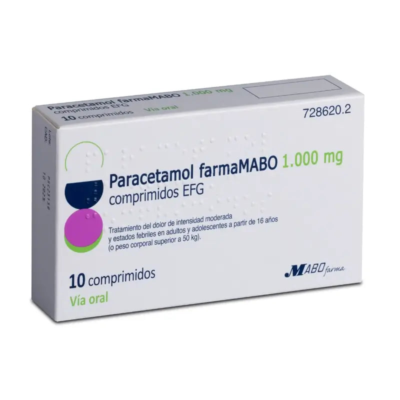 Paracetamol Mabo 1 g tablets Efg, 10 tablets