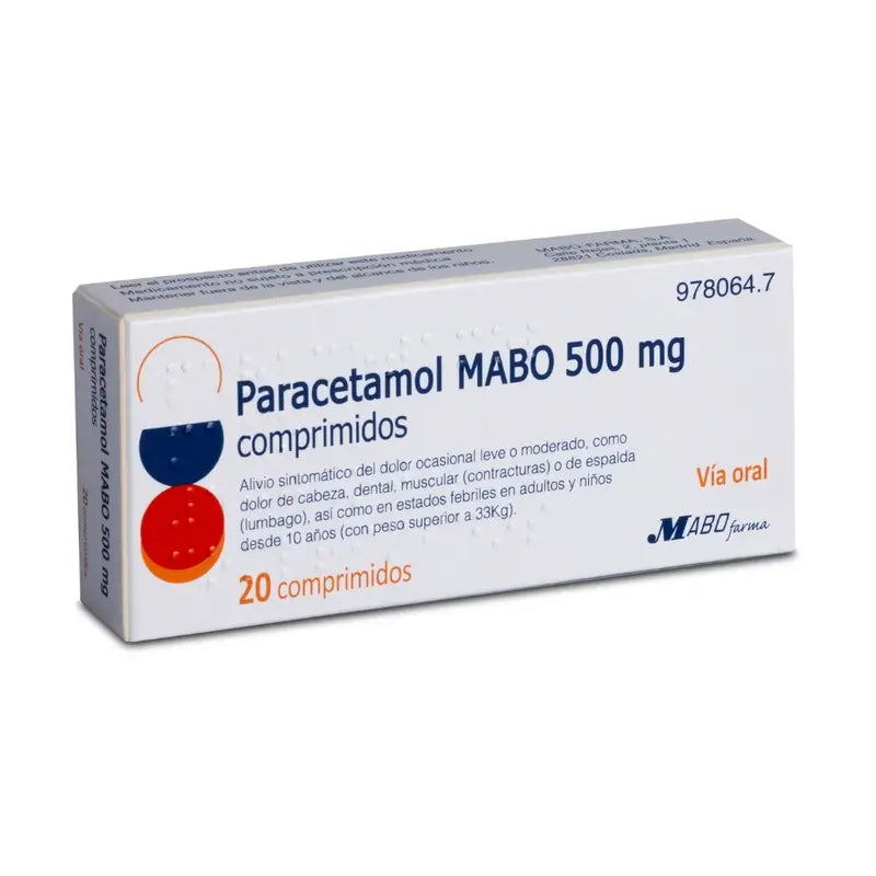 Paracetamol Mabo 500 mg, 20 tablets
