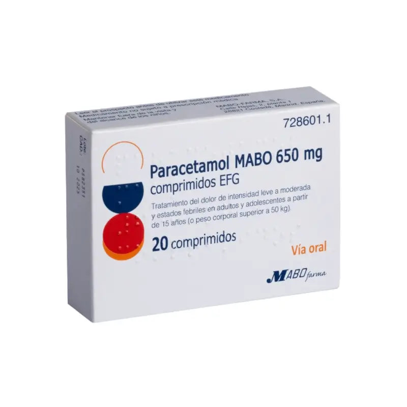 Paracetamol Mabo 650 mg tablets Efg, 20 tablets