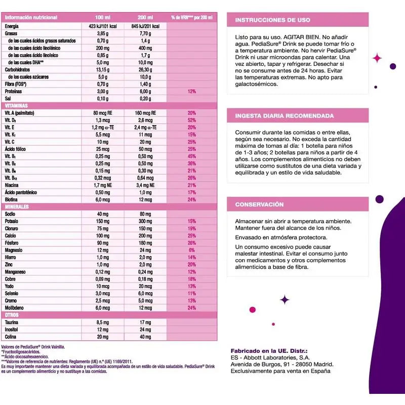 Pediasure Drink Vanilla Children, 4 Bottles x 220 ml