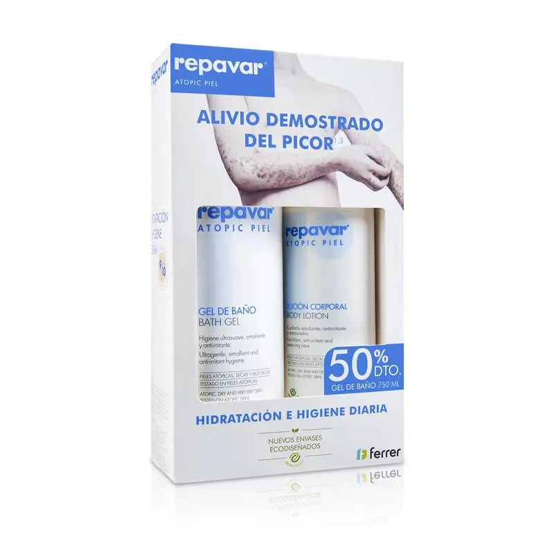 Repavar Atopic Skin Pack Gel 750Ml + Lotion 500Ml 50% Discount