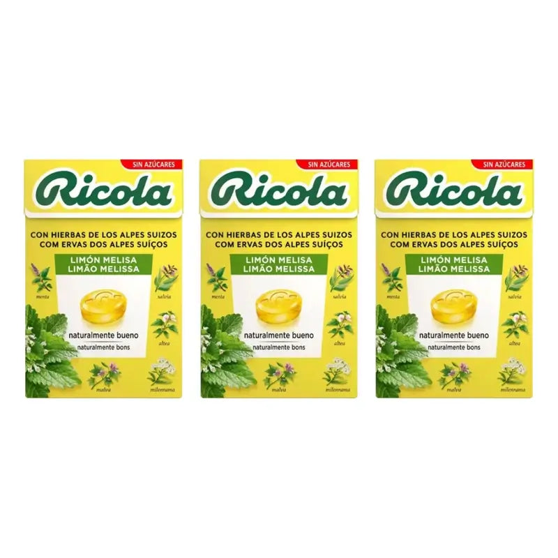 Ricola Sugar Free Candies Lemon Pack 3 x 50 g