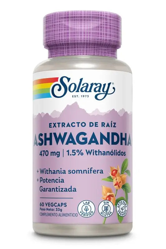 Solaray Ashwagandha 470 Mg .Vegetales-Solaray, 60 Cápsulas