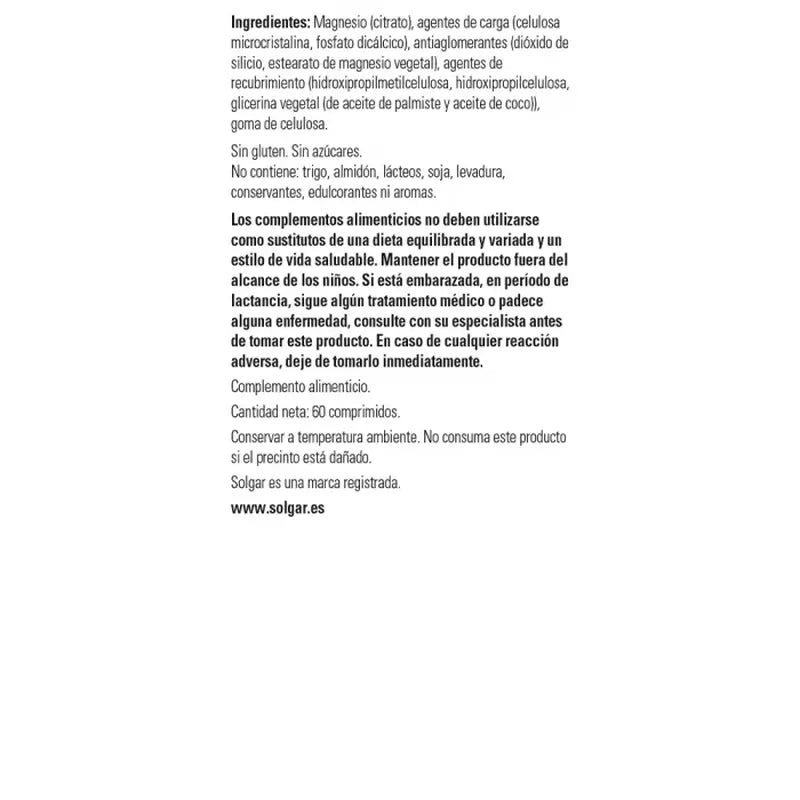 Solgar Magnesium Citrate, 120 Tablets