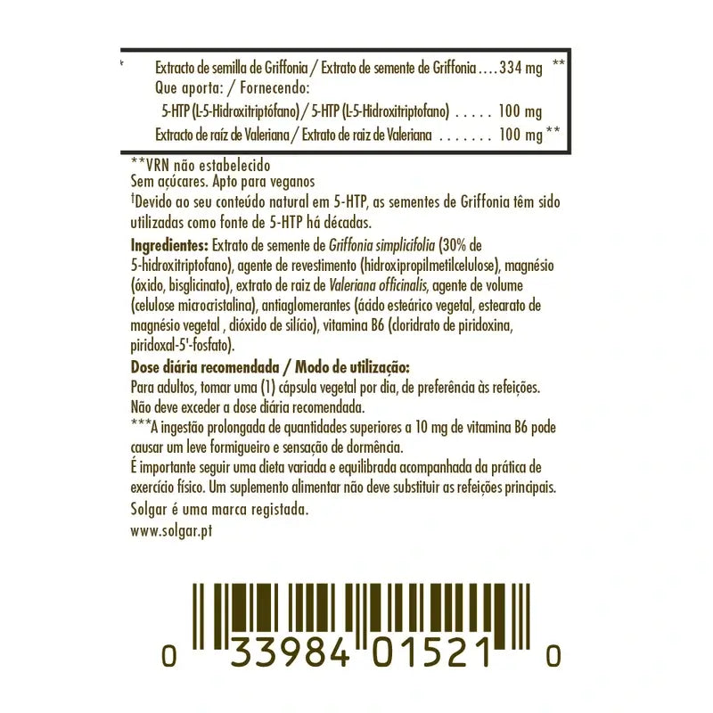 Solgar Griffonia 5 HTP Complex, 30 capsules
