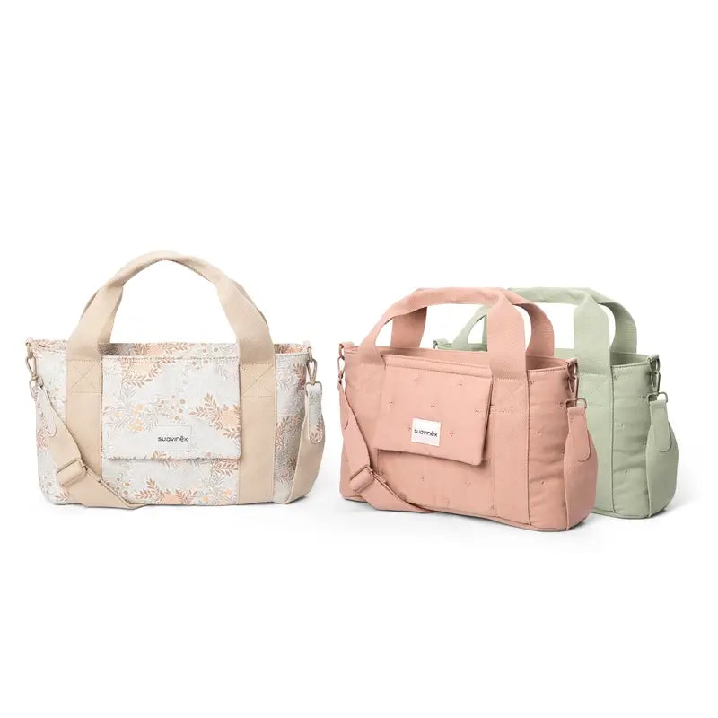 Suavinex Rectangular Poetry Beige Printed Bread Basket Baby Carriage Bag