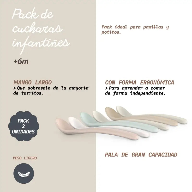 Suavinex Pack 2 Learning Spoons, +6 Months, Beige
