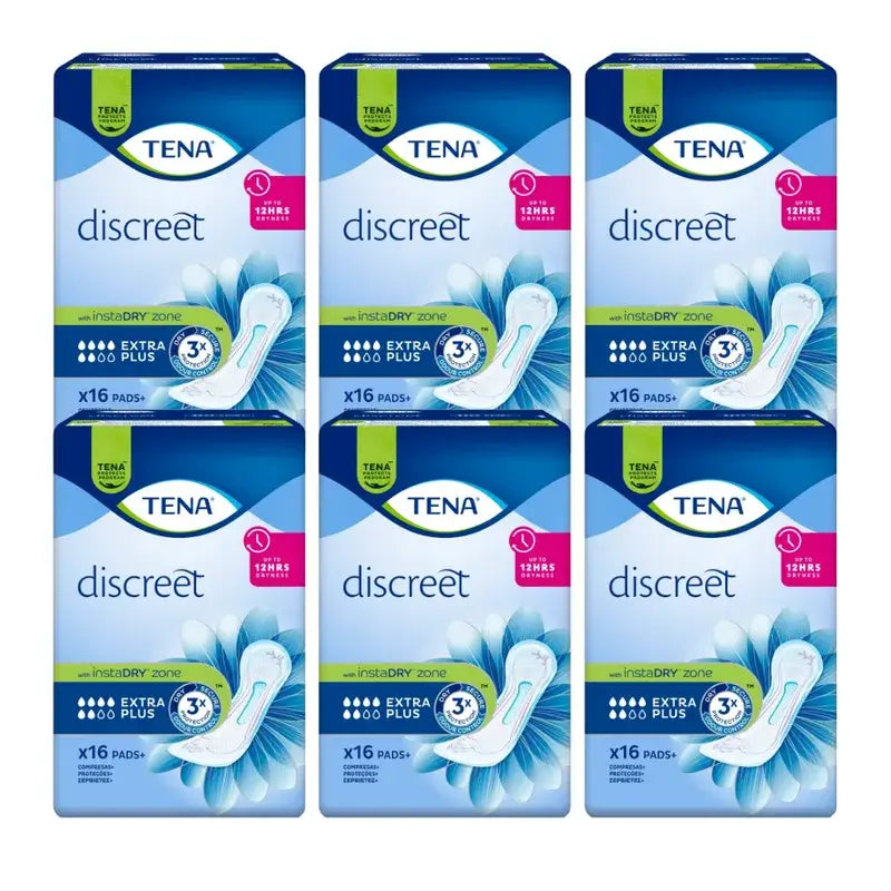 Tena Pack Discreet Extra Plus, 6 X 16 Units