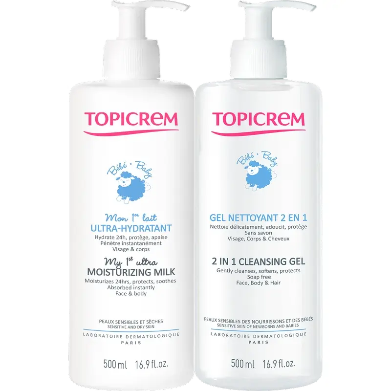 Topicrem Pack Baby Ultra-Moisturising Milk 500 Ml + Cleansing Gel 500 Ml