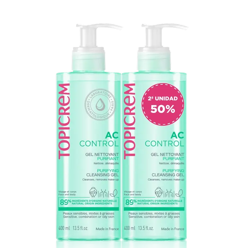 Topicrem Ac Control Duo Pack Purifying Gel 400 Ml 2nd Unit 50%.