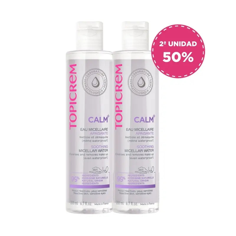 Topicrem Pack Duo Calm+ Micellar Water 200 Ml 2nd Unit 50%.