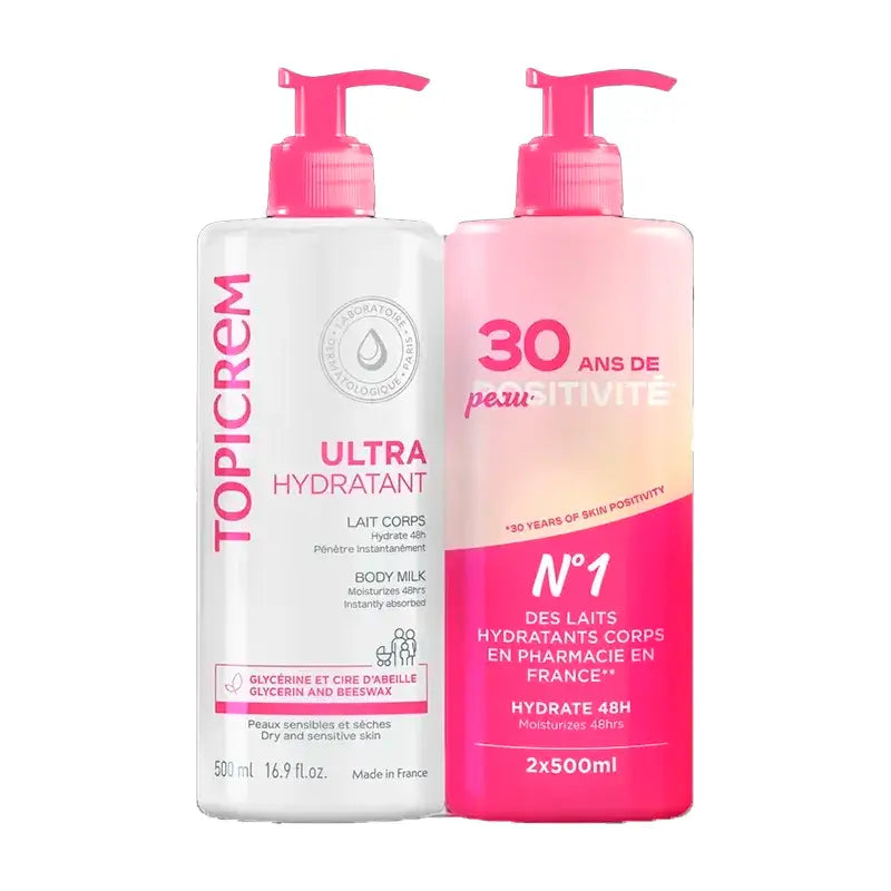 Topicrem Pack Moisturising Body Milk, 2x500 ml