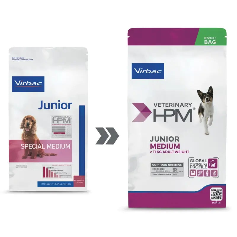 Virbac Veterinary HPM Junior Medium Dog , 12 kg, dog food