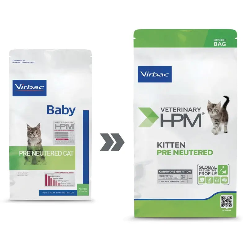 Virbac Veterinary HPM Kitten Pre Neutered Cat , 1.5 kg, cat food