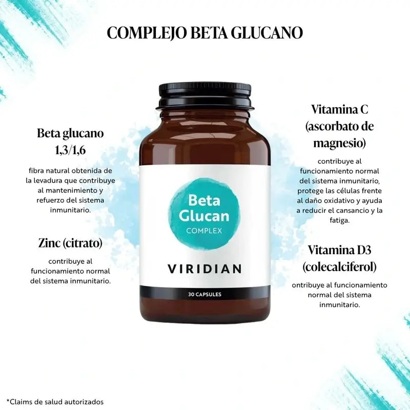 Viridian Beta Glucan 250Mg. Plus Vit C, D3, Zinc 30Cap.Veg