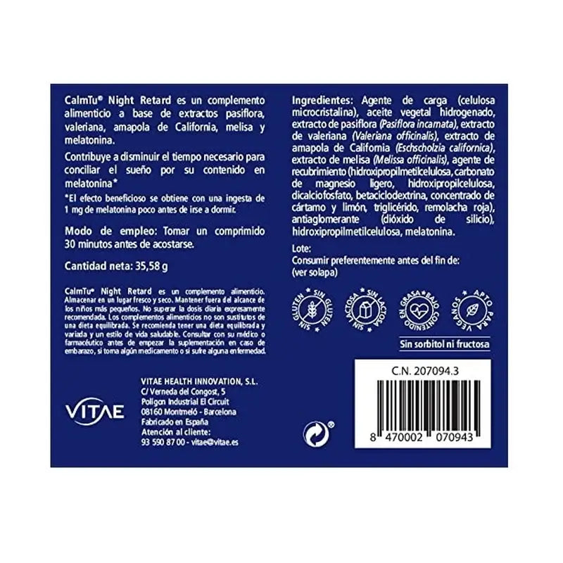 VITAE CalmTu Night Retard, 60 tablets