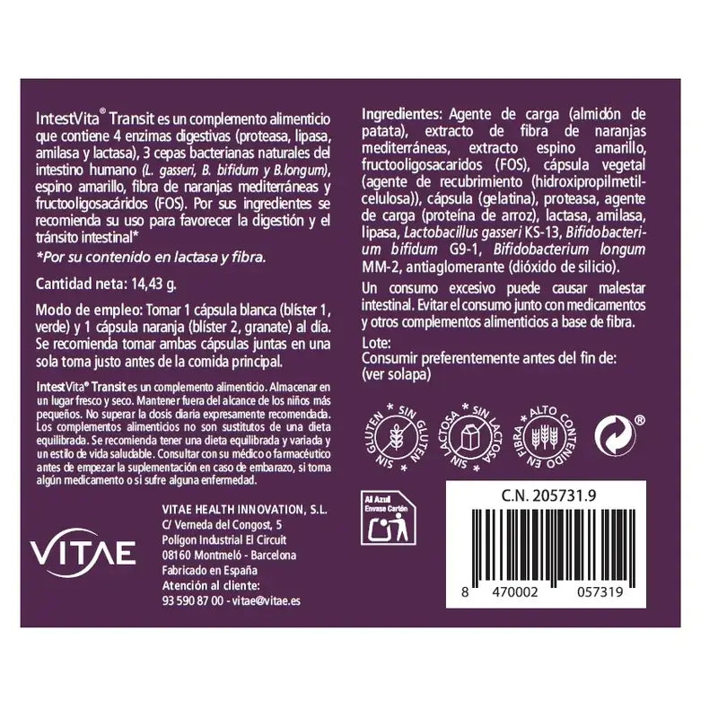 VITAE IntestVita Transit, 30 capsules