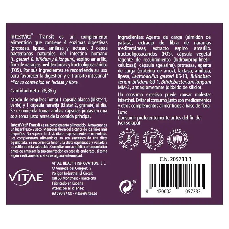 VITAE IntestVita Transit, 60 capsules