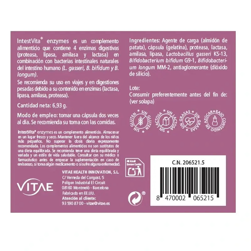 VITAE IntestVita Enzymes, 15 capsules