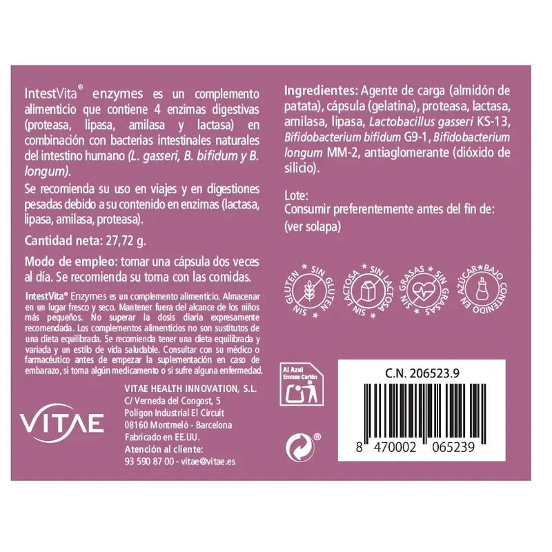 VITAE IntestVita Enzymes, 60 capsules