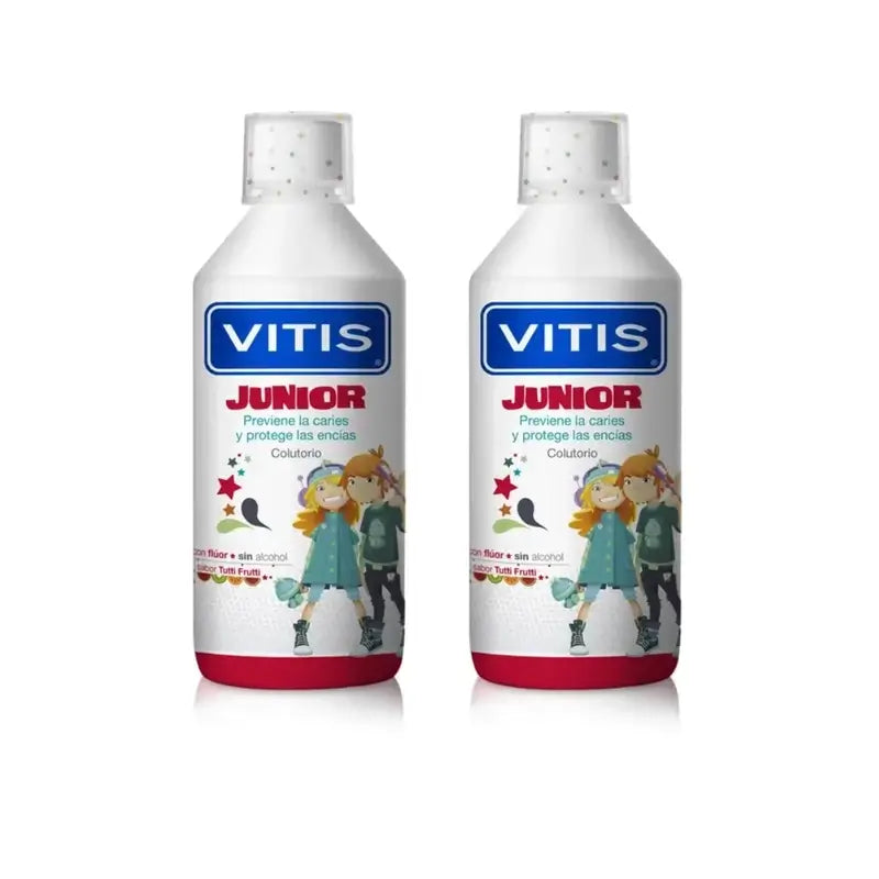 Vitis Junior Mouthwash, 2X500 Ml Tutti Frutti Flavour