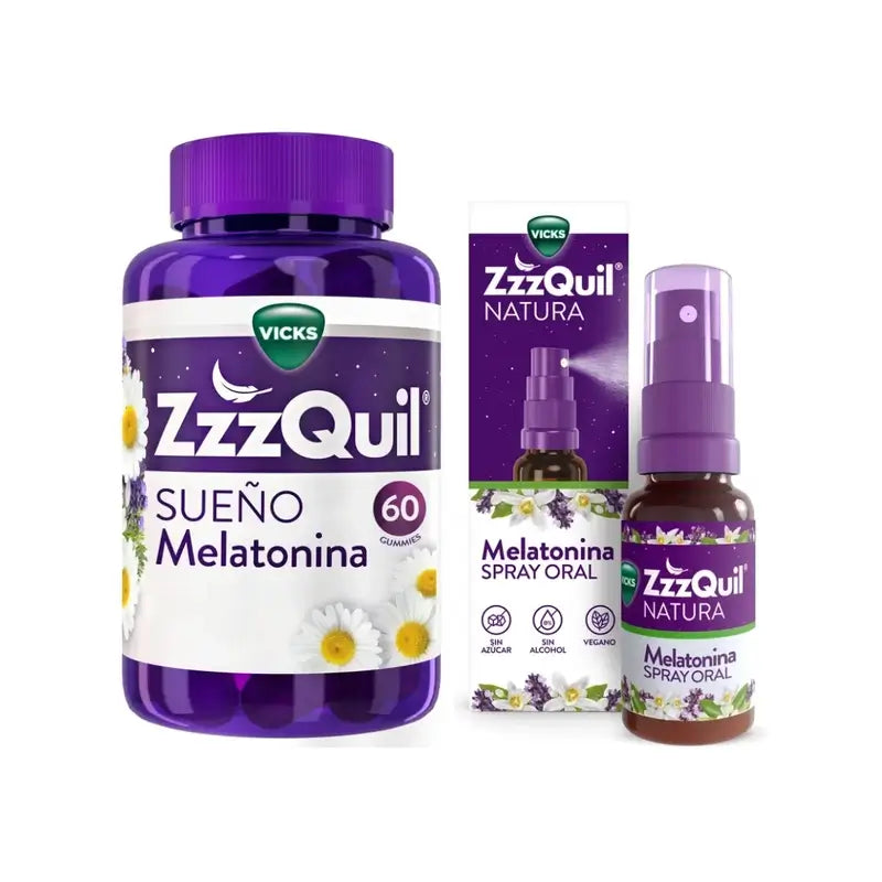 ZzzQuil Natura Melatonin Pack 60 Gummies + Spray 30 ml
