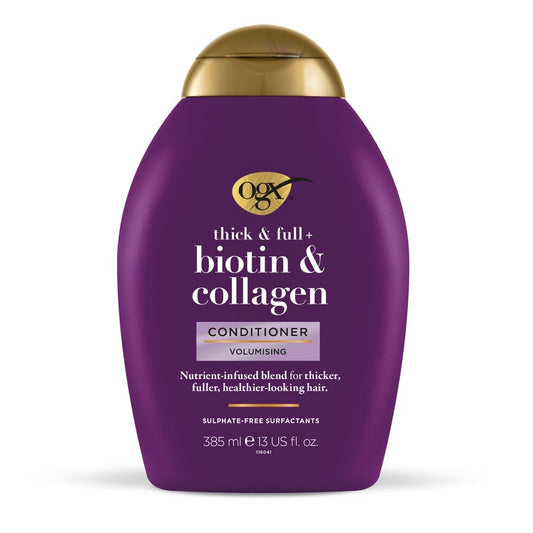 OGX Sulfate, Biotin and Collagen Free Conditioner, Voluminous & Healthy Hair, 385 ml
