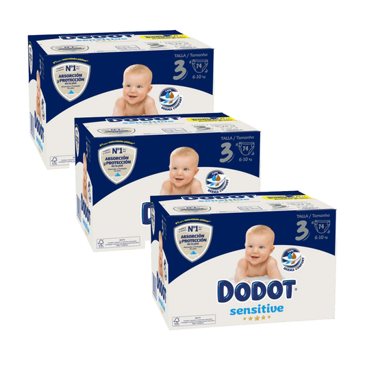 Dodot Sensitive Newborn Sensitive 3 Pack Box Size 3, 74 pieces