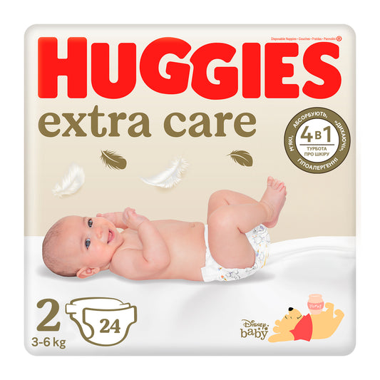 Huggies Extra Care Newborn Nappy Size 2 (4-6Kg) , 24 pcs.