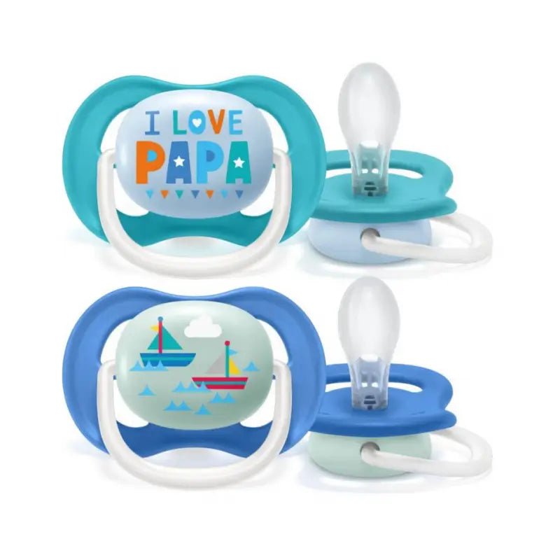 Avent 2 Pacifiers Ultra Air Collection Happy 6-18 Months Silicone Baby Boy