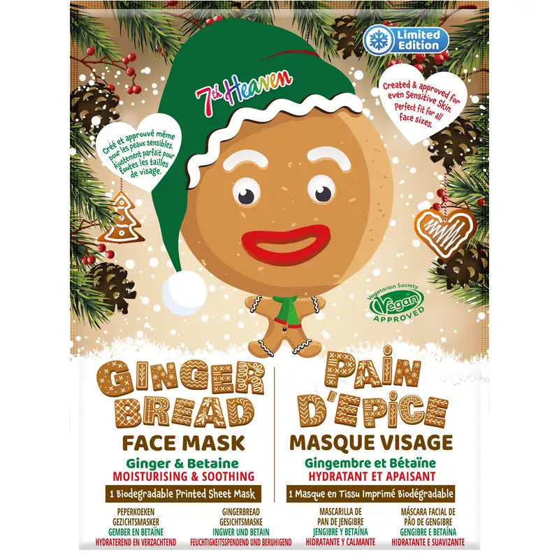 7 Heaven Christmas Gingerbread Cloth Mask, 2 units