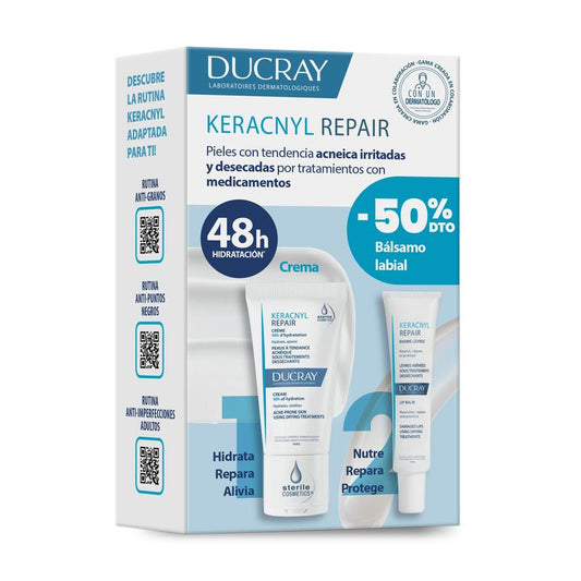 Ducray Kit Keracnyl Repair Cream + Balsam 50%Discount