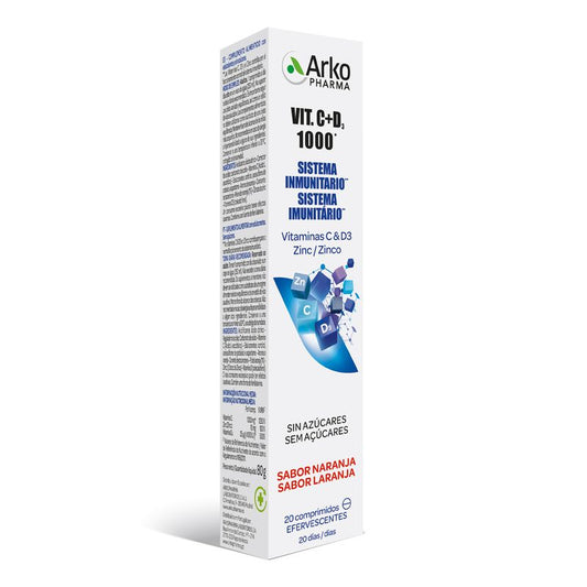 Vitamin C&D3 1000mg + Effervescent Zinc 20 Tablets - Arkopharma
