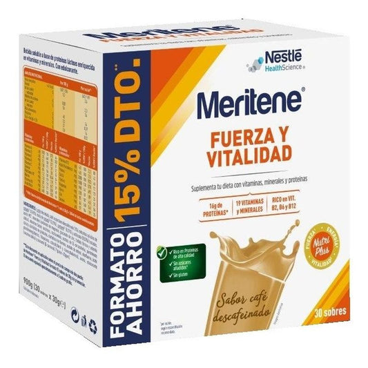 Meritene Strength & Vitality Decaffeinated Coffee Savings Format, 30 sachets